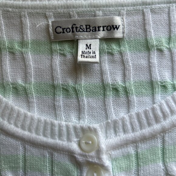 Croft & Barrow Womens Striped Cable Knit Cotton Sweater M Multicolor 3/4 Sleeves - Picture 3 of 7